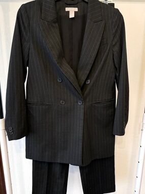 H&M Black Pinstripe Double-Breasted Blazer and Pants